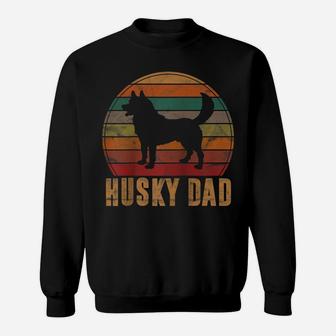 Retro Husky Dad Gift Dog Owner Pet Siberian Huskies Father Raglan Baseball Tee Sweatshirt | Crazezy