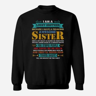 Retro I Am A Lucky Brother Christmas Gift For Brother Sweatshirt | Crazezy AU