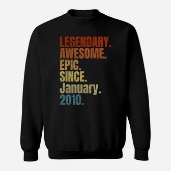 Retro Legendary Since January 2010 T Shirt 10 Years Old Sweatshirt | Crazezy