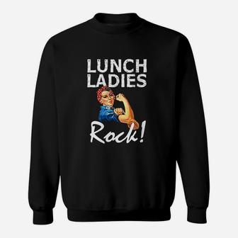 Retro Lunch Ladies Rock Funny Lunch Lady Quad Back To School Sweatshirt - Thegiftio UK