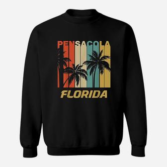Retro Pensacola Florida Palm Trees Vacation Sweatshirt | Crazezy