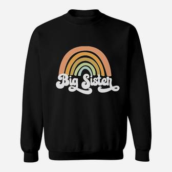 Retro Rainbow Big Sister Sibling Reveal Announcement Sweatshirt | Crazezy AU
