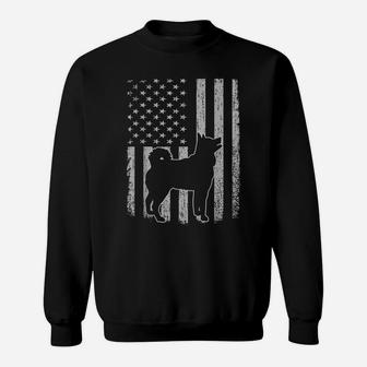 Retro Siberian Husky American Flag Dog Dad Dog Mom Sweatshirt | Crazezy