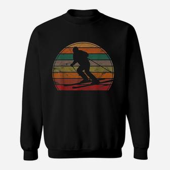 Retro Skier Sunset Skiing Gift Winter Sport Ski Sweatshirt | Crazezy