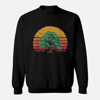 Retro Sun Minimalist Oak Tree Sweatshirt - Thegiftio UK