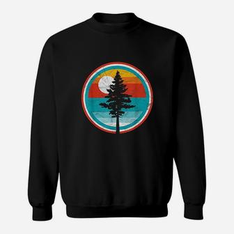 Retro Sun Minimalist Pine Tree Distressed Graphic Sweatshirt - Thegiftio UK