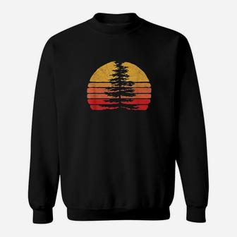 Retro Sun Minimalist White Pine Tree Illustration Graphic Sweatshirt - Thegiftio UK
