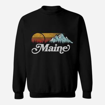 Retro Vibe Maine - Vintage Mountains & Sun Sweatshirt | Crazezy