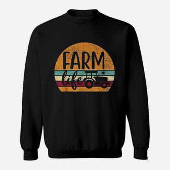 Retro Vintage Farm Life Farming Tractor Farmer Gift Sweatshirt | Crazezy AU