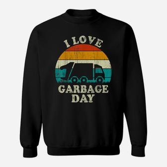 Retro Vintage Recycling Trash Kids I Love Garbage Day Truck Sweatshirt | Crazezy