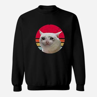 Retro Vintage Sad Crying Cat Dank Meme Sauce Trending Sweatshirt | Crazezy