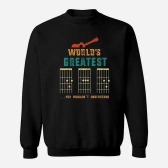 Retro Worlds Greatest Dad Funny Guitar Fret Chords Sweatshirt - Thegiftio