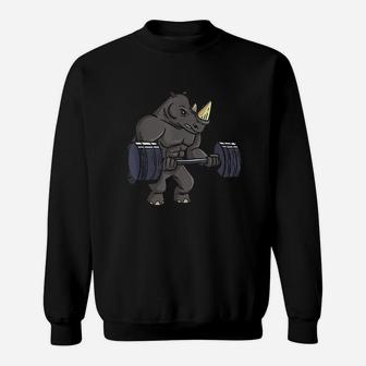 Rhinoceros Powerlifting Weightlifting Gym Rhino Lovers Sweatshirt | Crazezy CA