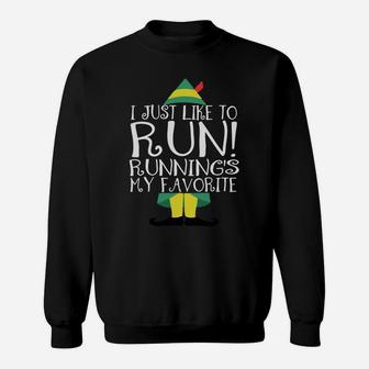 Runner Elf Matching Family Christmas Holiday Fitness Gift Sweatshirt Sweatshirt | Crazezy