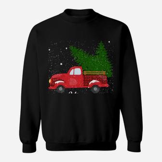Rustic Retro Farm Car Truck Wagon Christmas Fir Tree Snow Sweatshirt | Crazezy
