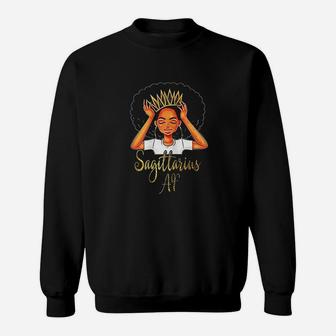 Sagittarius Queen Af Zodiac Floral Birthday Sweatshirt | Crazezy
