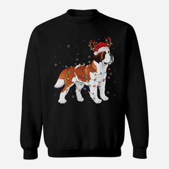Saint Bernard Santa Hat Reindeer Christmas Lights Xmas Gift Sweatshirt Sweatshirt | Crazezy
