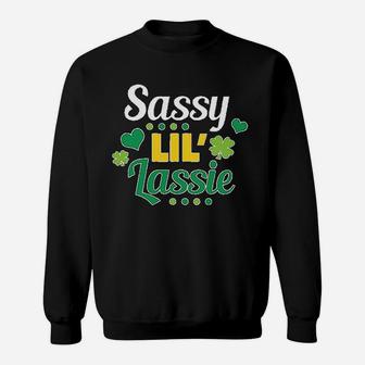 Saint Patricks Day Sassy Lil Lassie With Shamrocks Sweatshirt - Thegiftio UK