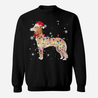 Saluki Dog Christmas Light Xmas Mom Dad Gifts Sweatshirt | Crazezy