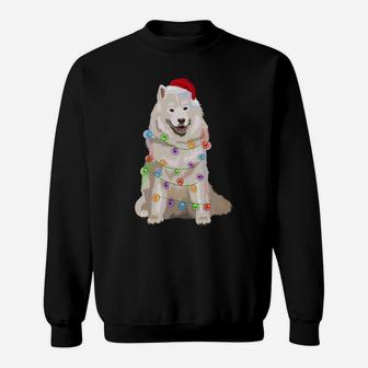 Samoyed Christmas Lights Xmas Dog Lover Santa Hat Sweatshirt | Crazezy CA
