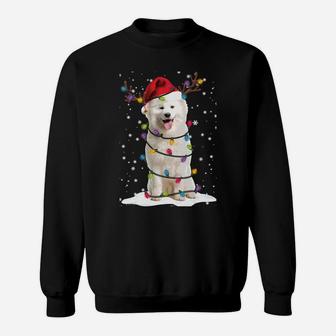Samoyed Christmas Tree Light Pajama Dog Lover Xmas Gift Sweatshirt Sweatshirt | Crazezy