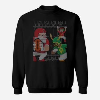 Santa Claus Elf Reindeer Football Ugly Christmas Sweater Sweatshirt | Crazezy AU
