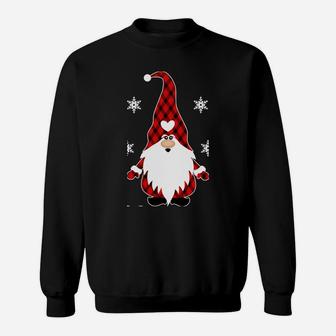 Santa Claus Garden Gnome Buffalo Plaid Merry Christmas Sweatshirt | Crazezy