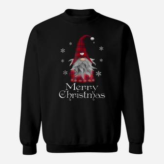 Santa Claus Garden Gnome Merry Christmas Plaid T Shirt Sweatshirt | Crazezy