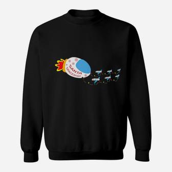 Santa Claus In Sleigh Spaceship Sweatshirt - Monsterry