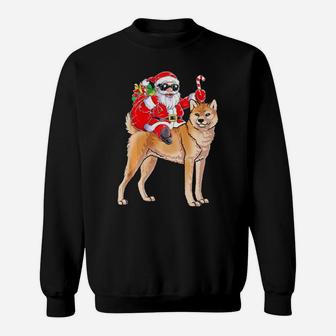 Santa Claus Riding Akita Xmas Gifts Dog Sweatshirt - Monsterry CA