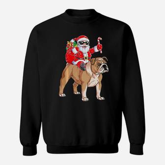Santa Claus Riding English Bulldog Xmas Gifts Dog Sweatshirt - Monsterry