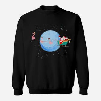 Santa Claus Riding Flamingo Sweatshirt - Monsterry