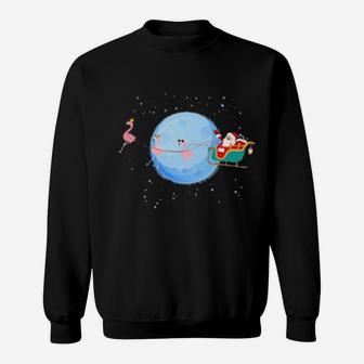 Santa Claus Riding Flamingo Sweatshirt - Monsterry