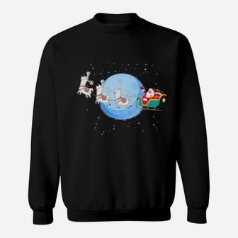 Santa Claus Riding Llama Sweatshirt - Monsterry