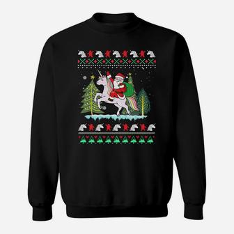 Santa Claus Riding Unicorn Christmas Sweatshirt | Crazezy CA
