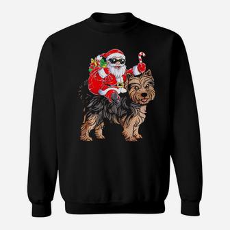 Santa Claus Riding Yorkshire Terrier Xmas Gifts Dog Sweatshirt - Monsterry