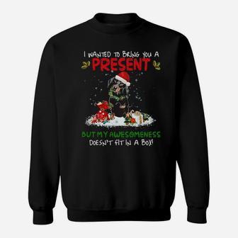 Santa Dachshund I Wanted To Bring You A Present But My Awesomeness Doesn't Fit In A Boy Sweatshirt - Monsterry