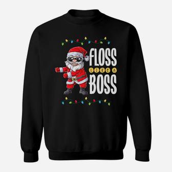 Santa Floss Like A Boss Christmas Boys Kids Xmas Flossing Sweatshirt | Crazezy