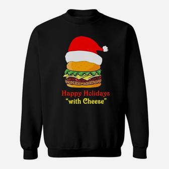 Santa Hamburger Happy Holidays With Cheese Sweatshirt - Monsterry CA