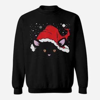 Santa Hat Cat Face Christmas Kittens Lovers Xmas Pajama Sweatshirt | Crazezy CA