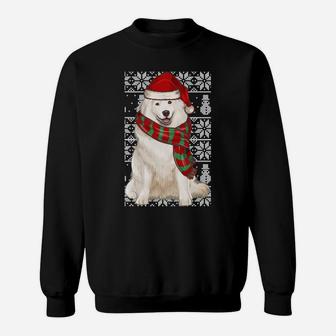 Santa Hat Xmas Samoyed Ugly Christmas Sweatshirt Sweatshirt | Crazezy UK