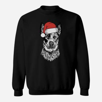 Santa Heeler Australian Cattle Dog Ugly Christmas Sweatshirt | Crazezy