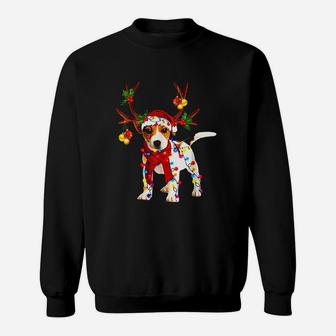 Santa Jack Russell Gorgeous Reindeer Light Christmas Sweatshirt - Thegiftio