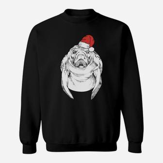 Santa Manatee Sea Cow Animal Ugly Christmas Sweatshirt | Crazezy UK