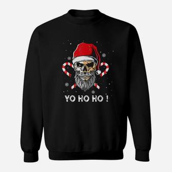 Santa Pirate Funny Christmas Jolly Roger Flag Skull Beard Sweatshirt - Thegiftio