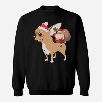 Santa Riding Chihuahua Pajama Sweatshirt - Monsterry