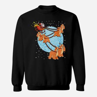 Santa Riding Cocker Spaniel Reindeer Funny Xmas Gift Sweatshirt - Monsterry UK