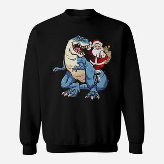 Santa Riding Dinosaur T Rex Christmas Gift Xmas Sweatshirt | Crazezy AU