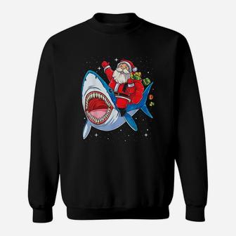Santa Riding Shark Sweatshirt | Crazezy