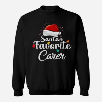 Santa's Favorite Carer Cute Xmas Party Crew Sweatshirt - Monsterry